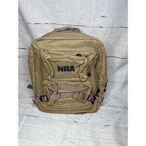 NEW NRA Khaki Canvas Tactical Tan Backpack w/ Multiple Pockets Embroidery